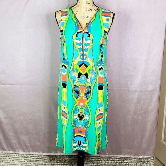 MSK Bohemian‎ Chic Paisley Abstract Dress Medium - Picture 1 of 8